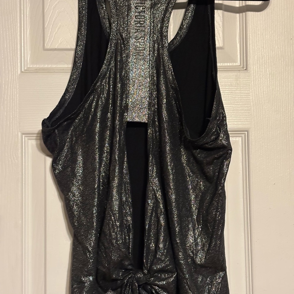 Victoria's Secret Sport Shimmering Black and Silver Racerback Tank